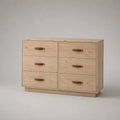 Cassettiera credenza in pannelli truciolari melaminici con 6 cassetti, rovere chiaro, 120 x 40 x 85 cm