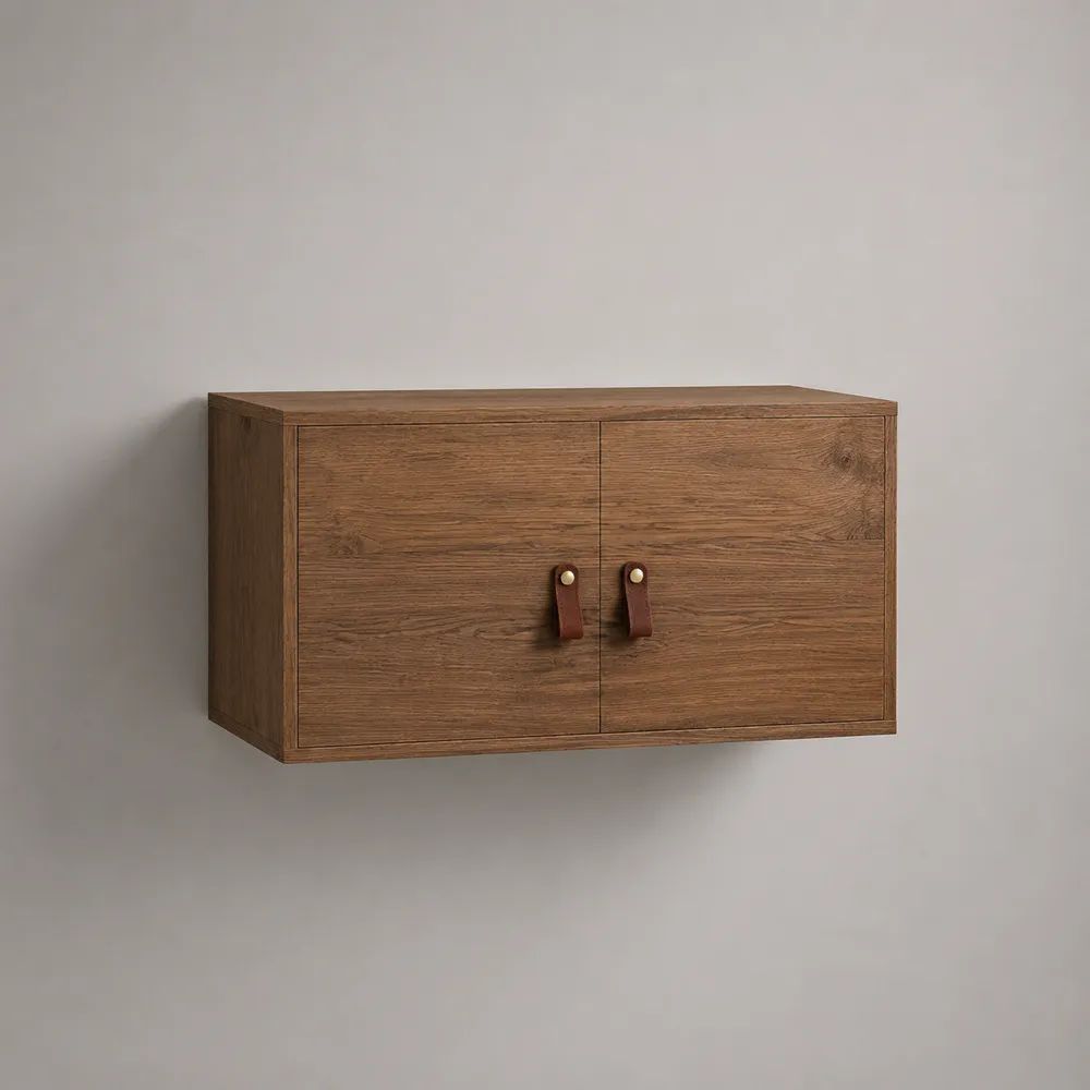 Armadietto pensile rettangolare in pannello truciolare melaminico effetto rovere marrone con 2 ante, 60 x 30 x 40 cm