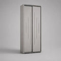 Armadio guardaroba rettangolare a 2 ante scorrevoli in truciolare melaminico, grigio chiaro e grigio argento, 90 x 50 x 200 cm